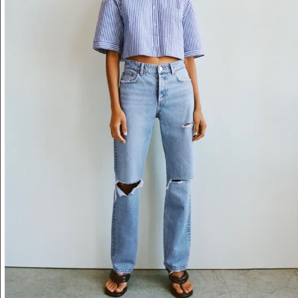 Zara Denim - NWT Ripped full length straight jeans